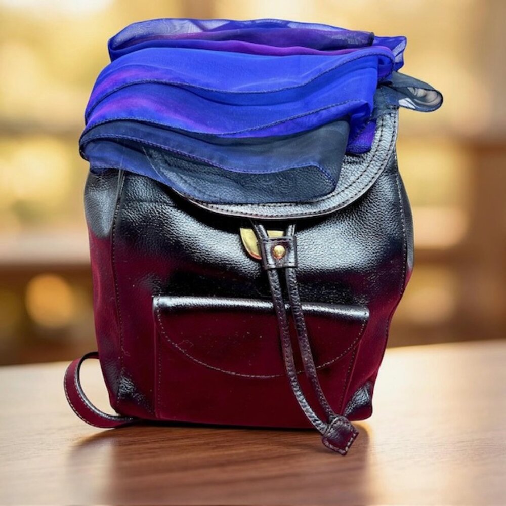 France Made Didier Lamarthe Back Pack Dark Chocolate Brown + FREE Chiffon Scarf - Picture 2 of 16
